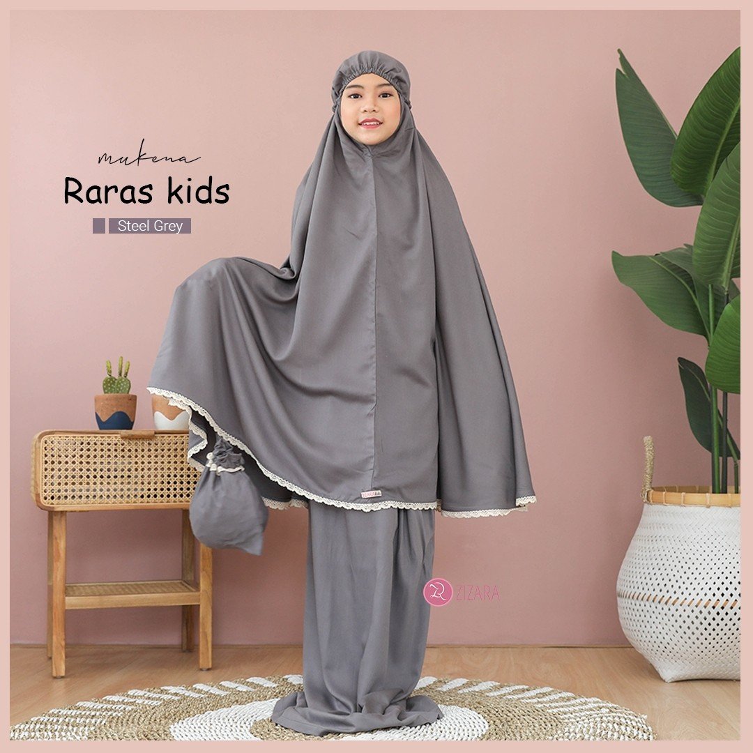 Mukena Raras Kids Steel Grey