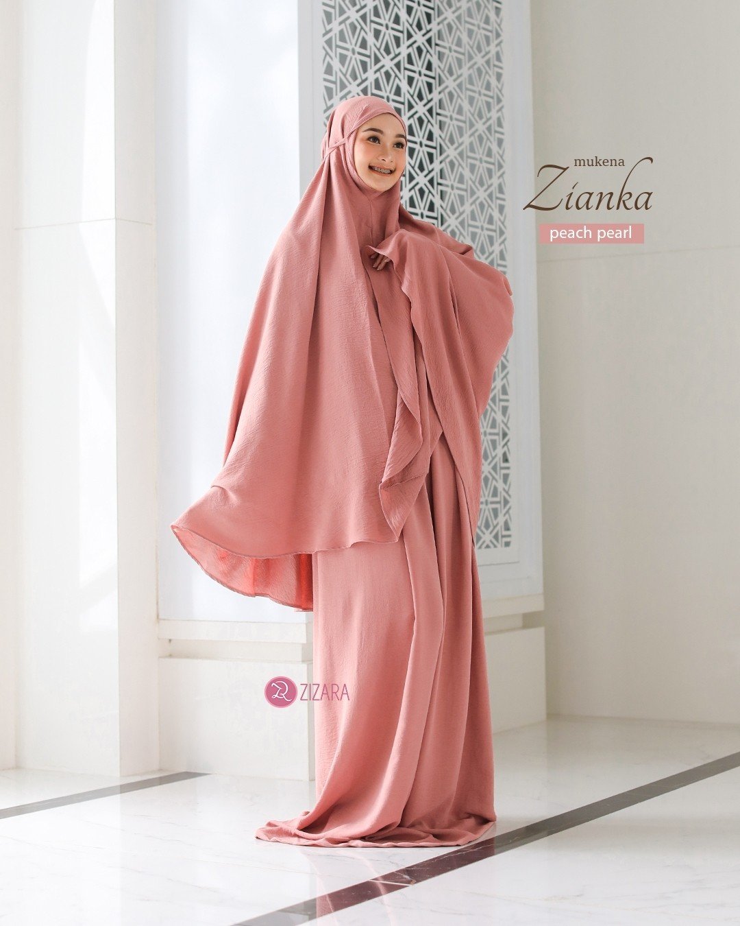 Mukena Zianka Peach Pearl